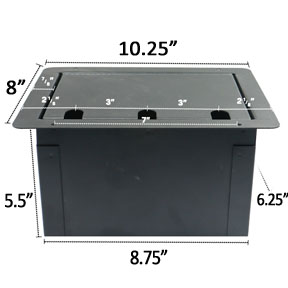 recessed audio floor box  with AC duplex dimensions