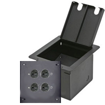recessed floor box with 4 AC Power Outlets