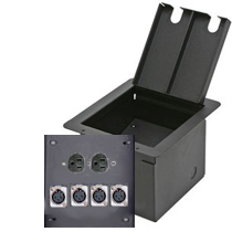recessed floor box with 4 XLR Female and 2 AC Power