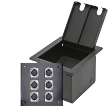 recessed floor box with 6 xlr mic female