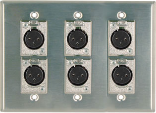 6 xlr wall plate