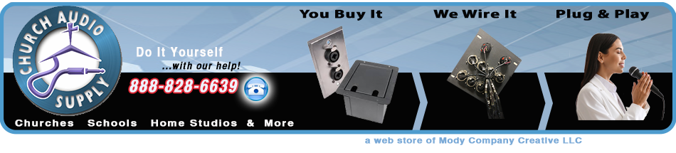 Church Audio Supply will custom wire your stage audio floor boxes, wall plates and wall panels for churches, schools, studios and commercial A/V conference rooms.